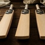 Cricket bat weight comparison — 1.22 kg, 1.27 kg and 1.32 kg bats for stroke play, all-round and power hitting