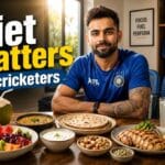 Diet plan for cricketers in India — balanced meal spread for Indian cricket players including dal, roti, and protein sources