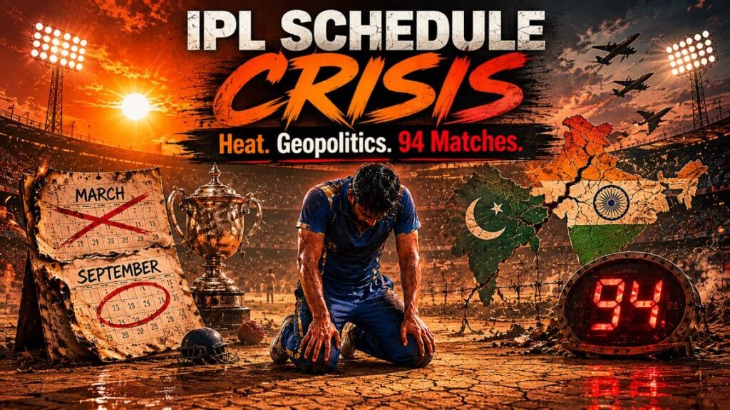 IPL Schedule Crisis : cricketer collapses from heat on cracked pitch with calendar clash and 94-match clock.