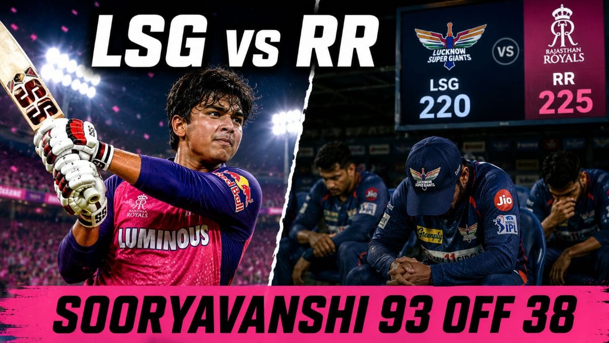 Vaibhav Sooryavanshi batting for Rajasthan Royals against Lucknow Super Giants in LSG vs RR IPL 2026 match 64 at Sawai Mansingh Stadium Jaipur